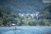 Der Schweizer Doppelzweier mit Roman Röösli und Barnabé Delarze an der Ruder-EM auf dem Rotsee. (Bild: Pius Amrein (Luzern, 1. Juni 2019))