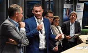 Wer sitzt die nächsten vier Jahre für den Kanton St.Gallen im Ständerat? Die Kandidierenden der fünf grössten Schweizer Parteien diskutierten in Ebnat-Kappel (von links): Roland Rino Büchel (SVP), Marcel Dobler (FDP), Benedikt Würth (CVP, bisher), Franziska Ryser (Grüne) und Paul Rechsteiner (SP, bisher). Bild: Ruben Schönenberger