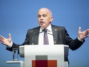 Bundespräsident Ueli Maurer, Vorsteher des Eidgenössischen Finanzdepartements, spricht am «Tag der Wirtschaft 2019» von Economiesuisse am Freitag in Zürich. (Bild: Keystone/ENNIO LEANZA)