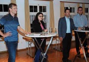 Stellten sich den Fragen der Delegierten des Ausserrhoder Bauernverbandes: Reto Sonderegger, Jennifer Abderhalden, Ständerat Andrea Caroni und Nationalrat David Zuberbühler. Bild: Astrid Zysset