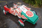 Auch die Originalität zählt: Das Gefährt für den Pizza-Service. (Bild: Christian H. Hildebrand, Steinhausen, 8. September 2019)