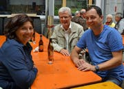 Die Vertreter des Gemeinderats am Anlass waren Gabriela Buscetto, Karl Brändle und Peter Moos (von links). (Bild: Peter Jenni)