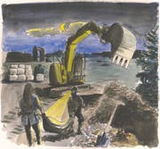 Thomas K. und Corine K. sollen gemeinsam eine Leiche beseitigt haben. (Illustration: Alexia Papadopoulos)