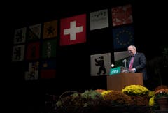 Der abtretende Bundesrat Johann Schneider-Ammann hält die Olma-Eröffnungsrede. (Bild: Keystone)