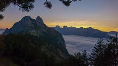 Herrliches Nebelmeer im Alpstein. Aufgenommen vom Berggasthaus Staubern. (Bild: Oliver Schaer)