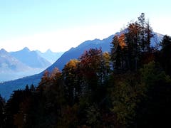 Morgenstund hat goldgelb im Mund: Sicht Richtung Mythen vom Stanserhorn aus. (Bild: Rolf Stocker (Stanserhorn, 16. Oktober 2018))