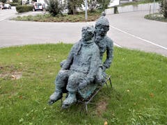Die «zwei Übermutigen» können es offenbar nicht erwarten, bis der erste Schnee in Meggen fällt! (Bild. Margrith Imhof-Röthlin (Meggen, 1. Oktober 2018))