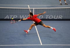 2014 - Roger Federer kämpft im Final gegen den Belgier David Goffin. (PHOTOPRESS/Kurt Schorrer)