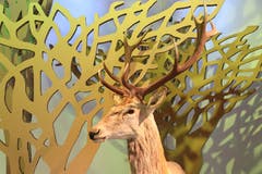 Auch wenn der Bezug zu Grimm-Märchen etwas schwach ist, darf der Hirsch, der König des Waldes, im Märchenwald im Naturmuseum natürlich nicht fehlen.