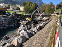 Hochwasserschutzprojekt Engelbergraa. Arbeiten am Blocksatz. (Bild: PD)
