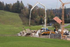 Betonieren der Reservoirkammer Gubermatt am 22. Oktober 2018. (Bild: PD)