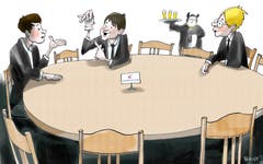 Stammtisch-Studie. Wer heute in der Politik etwas beweisen will, braucht eine Studie. Das wissen auch die Jungfreisinnigen. Deshalb haben sie mit Kurzinterviews und einem Runden Tisch versucht, dem Ladensterben auf den Grund zu gehen. Das Resultat: Wenig Teilnehmer, dünne Ergebnisse und markige Worte. Aber immerhin eine Studie! (Illustration: Corinne Bromundt - 15. September 2018)