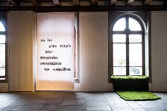 Links: Die ironische Antwort von Edwin Grüter auf das strenge Reglement des Denkmalschutzes. Rechts: Yvonne Christen Vagners "Mooswelt". (Manuela Jans-Koch (1. November 2018))