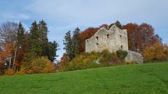 Farbig eingekleidete Burg Nünegg ob Lieli. (Bild: Willy Birrer, 10. November 2018)