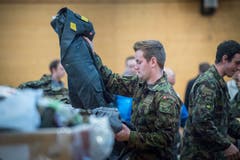 Militärische Entlassungen 2018 in der Mehrzweckhalle Märstetten. (Bild: Andrea Stalder)