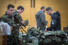 Militärische Entlassungen 2018 in der Mehrzweckhalle Märstetten. (Bild: Andrea Stalder)