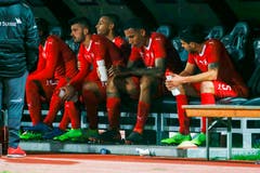 Enttäuschung bei Albian Ajeti, Djibril Sow, Leo Lacroix und Loris Benito (von links) nach dem Spiel. (Bild: Marc Schumacher / Keystone (Lugano, 14. November 2018))