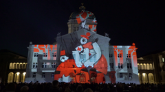 Im Jahr 2016 bespielte Projektil anlässlich von «Rendez-vous Bundeshaus» in Bern das Bundeshaus. (Bild: PD)