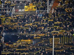 Rund 1200 YB-Fans unterstützen das Team in Valencia (Bild: KEYSTONE/ANTHONY ANEX)