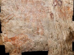 Neben Tierbildern finden sich Handabdrücke und menschliche Figuren in der Höhle. (Bild: Luc-Henri Fage)