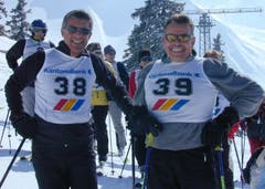 Sportlich aktiv: Albert Müller 2003 beim Parlamentarierskirennen, rechts von ihm Hanspeter Rohner. (Bild: Rosmarie Berlinger)
