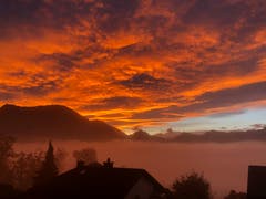 Unglaubliche Morgenstimmung in Meggen Richtung Rigi. (Bild: Chirsof Pifster (Meggen, 6. November 2018))