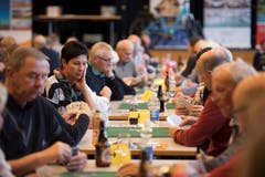 Konzentrierte Spieler in Reih und Glied. (Bild: Corinne Glanzmann (Hochdorf, 16. Dezember 2018))