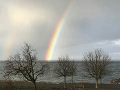 Ein Regenbogen über dem Bodensee in Horn. (Bild: Jiri Konopka)
