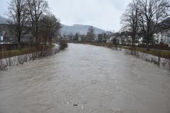 Von den Brücken lässt sich am besten erkennen, wie viel Wasser die Thur führt. (Bild: Ruben Schönenberger)