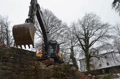 Keine Freude: Villa Landenberg wird dem Erdboden gleich gemacht. (Bild: Franziska Herger (15. Februar 2018))