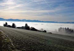 Landschaft über dem Sempachersee, gesehen in Diegenstal. (Bild: Josef Habermacher, 28. Dezember 2018)