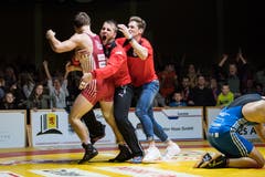 Der Jubel ist grenzenlos. Bild: Boris Bürgisser (Willisau, 1. Dezember 2018)