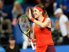 Nach Federer gewann auch Belinda Bencic ihr erstes Einzel und sicherte dem Schweizer Team den ersten Sieg (Bild: KEYSTONE/AP/TREVOR COLLENS)