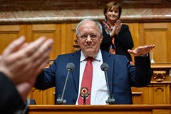 Der abtretende Bundesrat Johann Schneider-Ammann bei seiner Abschiedsrede im Nationalratssaal. (Bild: KEYSTONE/Anthony Anex)