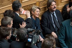 Karin Keller Sutter im Moment ihrer Wahl zur Bundesrätin. (Bild: KEYSTONE/Lukas Lehmann)
