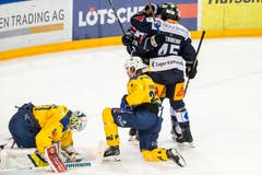 Am Schluss musste sich der Underdog geschlagen geben: Zug gewinnt gegen den HCD mit 2:0. (Bild: Alexandra Wey/Keystone (Zug, 8. Dezember 2018))