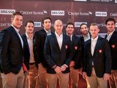 Spieler der Eishockey Nationalmannschaft, die bei den Sports Awards zugegen waren (Bild: KEYSTONE/MELANIE DUCHENE)