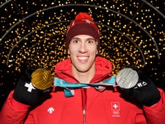 Ramon Zenhäusern brillierte mit Silber im Slalom und Gold im Teamwettkampf (Bild: KEYSTONE/JEAN-CHRISTOPHE BOTT)