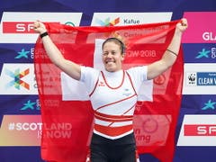 Jeannine Gmelin freute sich 2018 über EM-Gold im Rudern (Bild: KEYSTONE/EPA/ROBERT PERRY)