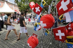 Bundestagfeier auf dem Dorfplatz in Cham. (Bild: Stefan Kaiser / Neue ZZ)