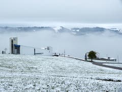Schnee auf 850 m ü.M. auf dem Steinhuserberg. (Bild: Leserbild Josef Lustenberger)