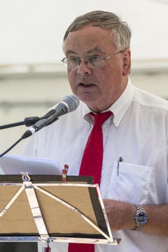 Festansprache von Jean-Francois Rime, Präsident des Schweizerischen Gewerbeverbandes und Nationalrat Kanton Freiburg, bei der 1. August Bundesfeier am Freitag, 1. August 2014, auf dem Rütli. (Bild: Keystone)