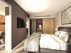 So soll es dereinst aussehen: Ein Blick in die neuen Zimmer des zweiten Sawiris-Hotels in Andermatt. (Bild: PD)