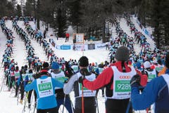 Engadin Skimarathon: Aufstieg Olympiaschanze St. Moritz (Bild: Swiss Image / Andy Mettler)
