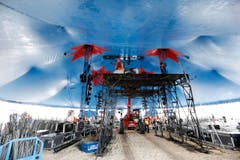 Die Aufbauarbeiten des Circus Knie auf dem Stierenmarktareal (Bild: Stefan Kaiser)