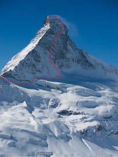 Dani Arnold wählte für den Rekord diese Route auf das Matterhorn. (Bild: Rainer Eder)