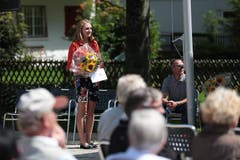 1. August in Engelberg, Sporlerehrung im Kurpark: Lea Fischer, Nordic Engelberg. (Bild: Roger Zbinden)