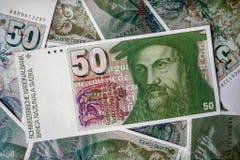 Der Schweizer Arzt, Naturforscher und Altphilologe Konrad Gessner zierte die 50-Franken-Note aus der Banknotenserie von 1976. (Bild: Keystone / Martin Ruetschi)