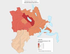 Gebärfreudig: In der Region Sempachersee kommen mehr Menschen zur Welt, als sterben müssen. In keiner anderen Region ist der Geburtenüberschuss so hoch. (Bild: Lustat Statistik Luzern)