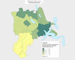 International: Der Anteil der ausländischen Bevölkerung beträgt in der Stadtregion 22.2 Prozent. Am tiefsten ist der Ausländeranteil im Entlebuch (7.5%). (Bild: Lustat Statistik Luzern)